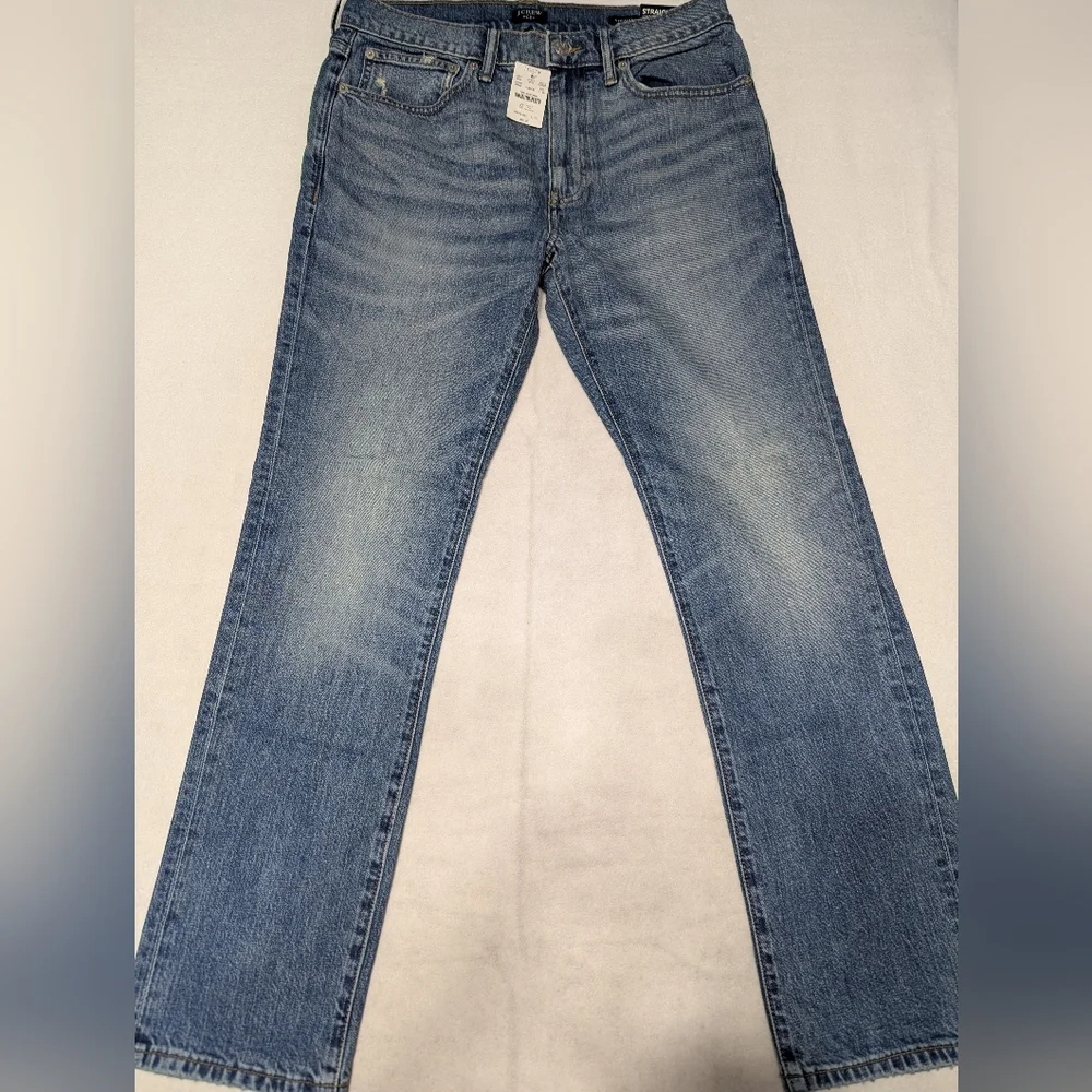 NEW J Crew‎ Straight Vintage Flex Medium Blue Wash Mens Jeans Size 31